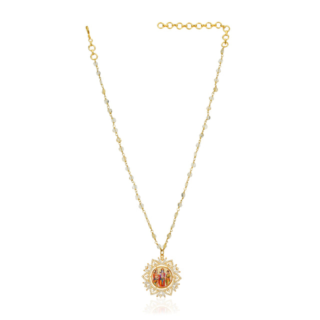 Grishma Gold Plated Ram Sita Enamel Zircon Necklace Set