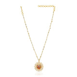Grishma Gold Plated Ram Sita Enamel Zircon Necklace Set
