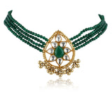 Gold Plated Pacchi Green Onyx Choker Set