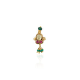 Gold Plated Kundan Green Onyx Nosepin