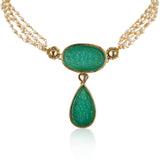 Gold Plated Pacchi Carved Emerald Necklace Set