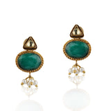 Gold Plated Pacchi Carved Emerald Necklace Set