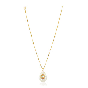 Grishma Gold Plated Evil Eye MOP Pendant Chain