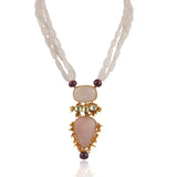 Gold Plated Pacchi Rose Quartz Necklace Set