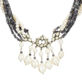 VILANDI TEAR DROP BLUE AND PEARL CHOKER