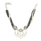 VILANDI TEAR DROP BLUE AND PEARL CHOKER