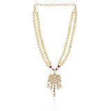 Gold Plated  Valentine Kundan Opalite Necklace Set
