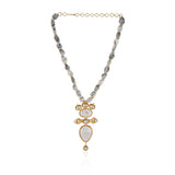 Gold Plated Taraash Rutile Quartz Kundan Necklace Set