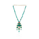 Gold Plated Taraash Green Onyx Kundan Necklace Set