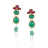 Gold Plated Taraash Green Onyx Kundan Necklace Set
