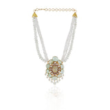 Gold Plated Valentine Fluorite Aquamarine Kundan  Necklace Set