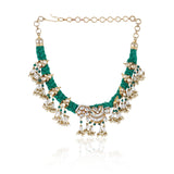 Gold Plated Valentine Kundan Green Necklace Set