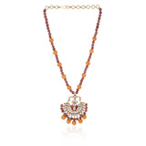 Gold Plated Valentine Kundan Gomed Necklace Set