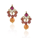 Gold Plated Valentine Kundan Gomed Necklace Set