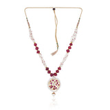 Gold Plated Valentine Ruby  Pearl Kundan Necklace Set