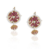 Gold Plated Valentine Ruby  Pearl Kundan Necklace Set