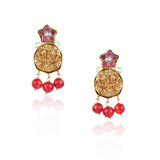 Gold Plated  Valentine Kundan Laxshmi  Coral Necklace Set