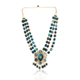 Gold Plated Sankrant Kundan Blue Statement Necklace
