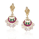 Gold Plated Valentine Ganesh Kundan Pearl Necklace Set