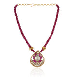 Gold Plated  Valentine Kundan Ruby Necklace Set