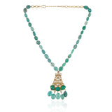 Gold Plated Valentine Kundan Green Necklace Set