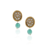 Gold Plated Valentine Kundan Green Necklace Set