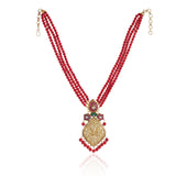 Gold Plated  Valentine Kundan Laxshmi  Coral Necklace Set