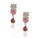 Gold Plated Taraash Ruby Sunstone Necklace Set