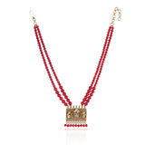 Gold Plated Valentine Coral Kundan Necklace Set