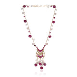 Gold Plated Valentine Kundan Rosequartz Necklace Set