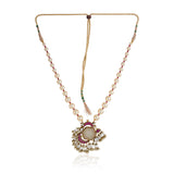 Gold Plated Valentine Fluorite Kundan Pendant Necklace Set