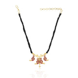 Gold Plated Sankrant Red Ambi Kundan Necklace Set