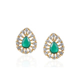 Gold Plated Taraash Green Onyx Necklace Set