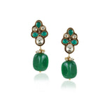 Gold Plated Valentine Green Red Kundan Necklace Set