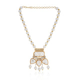 Gold Plated Taraash White Onyx Rose Necklace Set