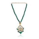 Gold Plated Valentine Kundan Green Onyx Necklace Set