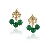 Gold Plated Valentine Kundan Green Onyx Necklace Set