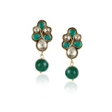 Gold Plated Valentine Green Kundan Peacock Necklace Set