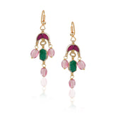 Gold Plated Valentine Red Green Kundan Necklace Set