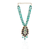 Gold Plated Taraash Tourmaline Green Onyx Necklace Set