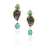 Gold Plated Taraash Tourmaline Green Onyx Necklace Set