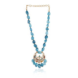 Gold Plated Valentine Blue Kundan Necklace Set