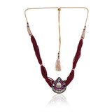 Silver Plated Valentine Kundan Red Necklace Set