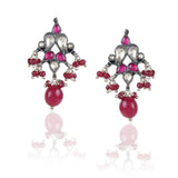 Silver Plated Valentine Kundan Red Necklace Set