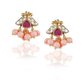 Gold Plated Valentine Pink Coral Kundan Necklace Set