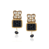 Gold Plated Taraash Black Kundan Choker Set