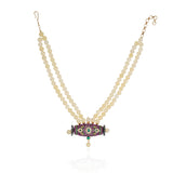 Gold Plated Taraash Lemon Zircon Necklace Set