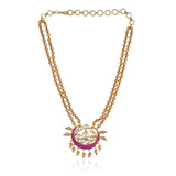Gold Plated Valentine Kundan Necklace Set