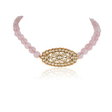 Gold Plated Valentine Pink Kundan Necklace Set