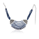 Silver Plated Valentine Kundan Blue Necklace Set